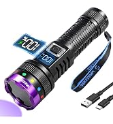 VASTFIRE 365nm UV Light Rechargeable, 30W 3LEDs Black Light Powerful UV Flashlight, LCD Display &amp;...