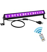 uwiner 38W LED Black Light Bar Blacklight Bars with Plug and Switch Light Up 22x22ft Area for Glo...