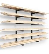 YYR Wood Organizer and Lumber Storage Rack Wall Mount, Heavy Duty Metal Shelf with 6-Level Holds ...