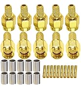 RP SMA Male Plug Crimp Connector TUOLNK RP-SMA Male Plug Straight Converter for RG58 RG142 Coax C...