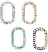 Craftdady 4Pcs CZ Oval Spring Gate Ring Necklace Clasps and Closures | 4 Colors Oval Carabiner Je...