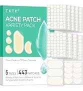 TKTK 443 Count Pimple Patches for Face, Hydrocolloid Acne Patch Bulk, Acne Stickers for Covering ...