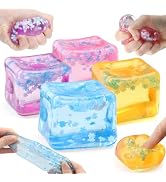 Chridark Ice Cube Fidget Toy for All Ages: 4 Pcs Sensory Squishy Fidget Toys, Square Stress Balls...