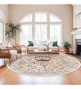 zesthome 8ft Round Rugs for Living Room, Non-Slip Washable Round Area Rugs, Ultra-Thin Large Circ...