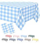 Kopokita 2 Pack Light Blue Gingham Tablecloth, 54 x 108 Inches Light Blue and White Checkered Tab...