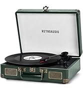 Vinyl Record Player 3 Speed Bluetooth Portable Suitcase Belt-Driven Record Player with 2 Built-in...