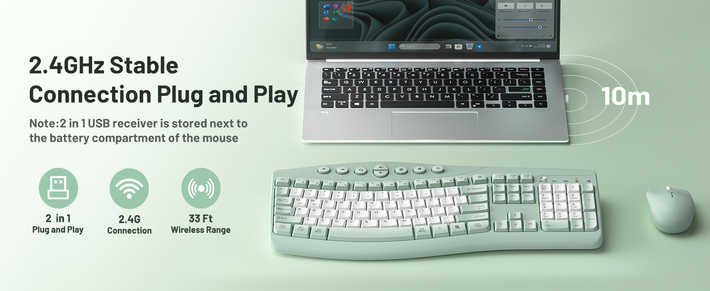 ergonomic keyboard and mouse wireless 5
