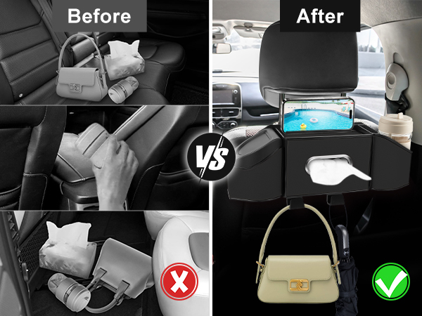 Back seat storage organizer