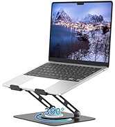 ALASHI Laptop Stand for Desk with 360 Rotating Base, Multi-Angle Adjustable Laptop Stands, Foldab...
