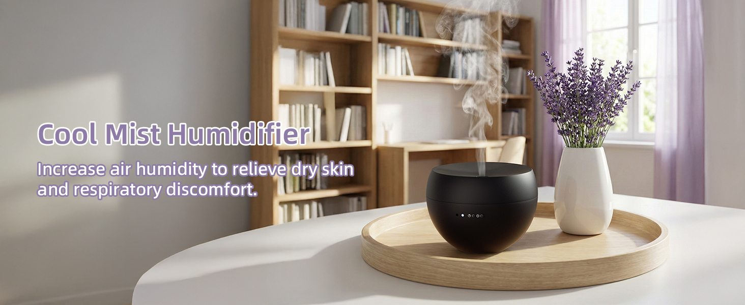 Cool Mist Humidifier-Increase air humidity to relieve dry skin and respiratory discomfort.