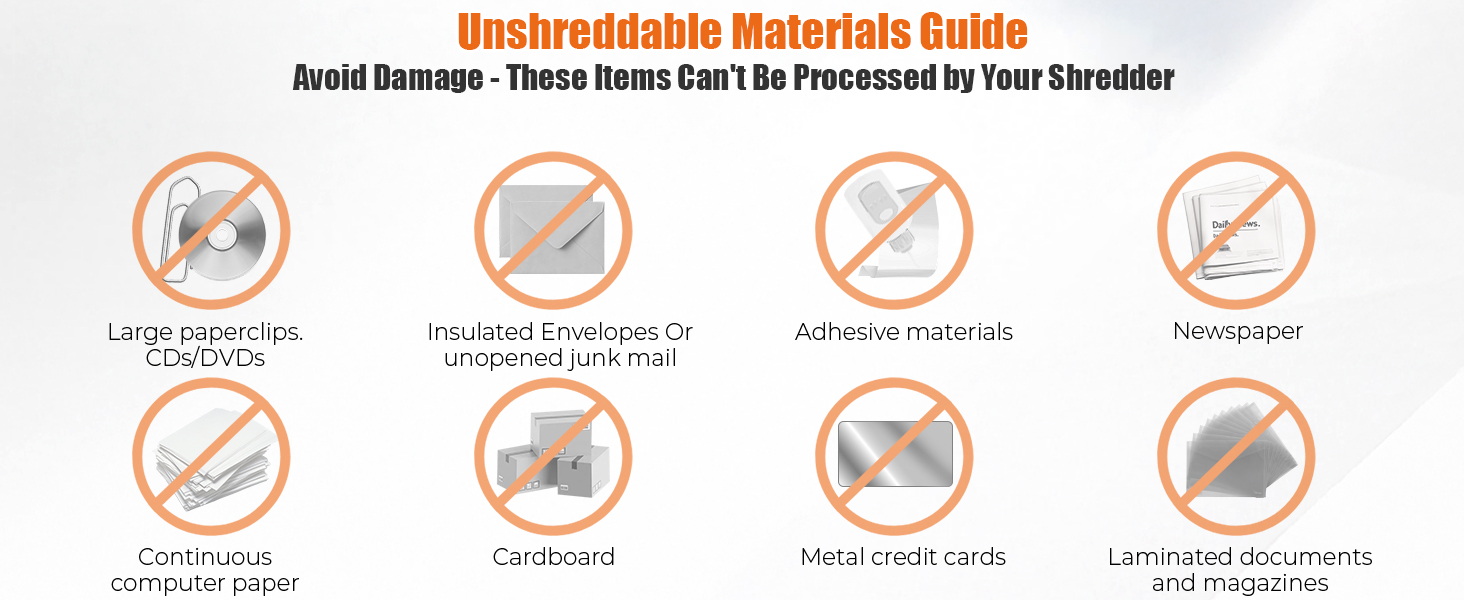 Unshreddable Materials Guide