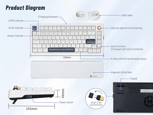Hexgears E2sPro Mechanical Gaming Keyboard with Wrist Rest