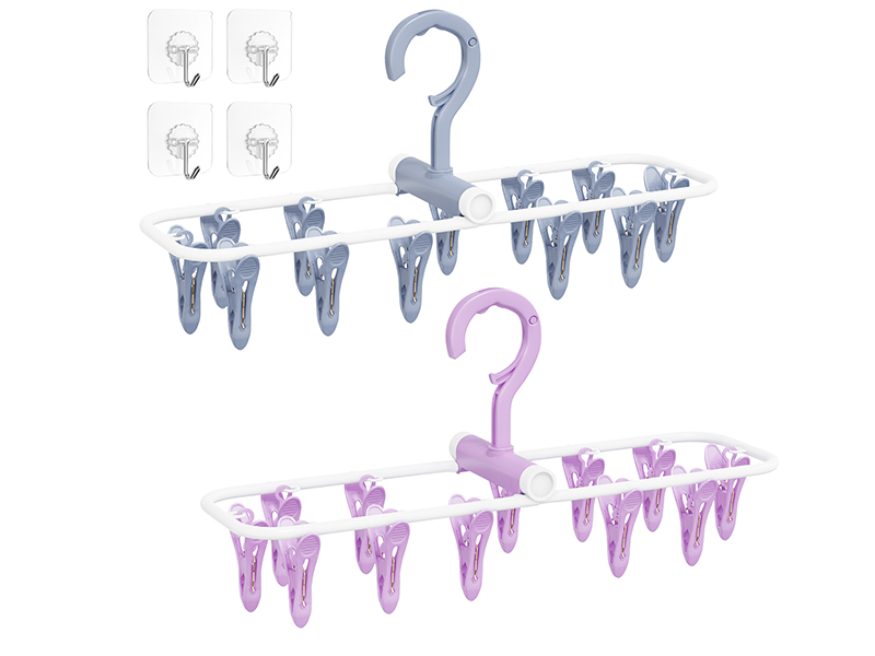 Clothes Drying Hanger with 12 Clips
