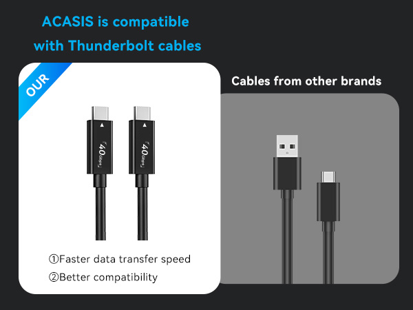 ACASIS is compatiblewith Thunderbolt cables