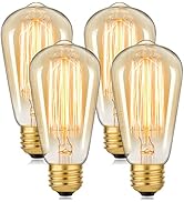 60 Watt Incandescent Edison Light Bulbs, Vintage Dimmable E26 Bulbs, ST58 2200K Warm White Antiqu...