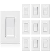 ELEGRP Matte White Single Pole Decorator Light Switch 15Amp, 120/277V, Paddle Rocker Replacement,...
