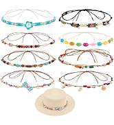 PH PandaHall 8pcs Turquoise Handmade Replaceable Beaded Hat Band 8 Styles Replaceable Decorative ...