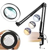 Magnifying Glass with Light and Stand, TOMSOO Real Glass Lighted Magnifier, Stepless Dimmable 3 C...
