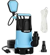 KITLUCK Sump Pump, 1-1/4HP 4500GPH Submersible Water Pump with Float Switch, 23ft Power Cord, Por...
