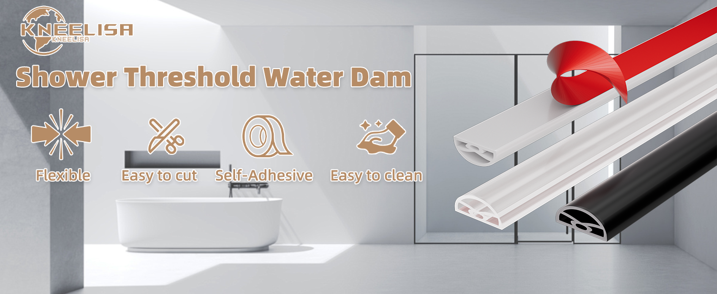 White Shower Threshold Water Dam Stopper for Dry and Wet Separation