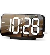 ALANAS Slim Digital Alarm Clock for Bedrooms, Dual Alarms with Snooze, Big LED Mirror Display, 4-...
