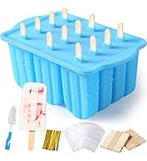 Popsicle Molds Silicone BPA-free,12 Pieces Popsicle Trays for Freezer,Homemade Ice Cream Popsicle...