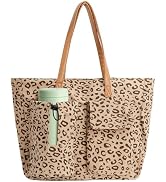 Veki Corduroy Tote Bag for Women, Large Tote with Zipper, Adjustable Drawstring &amp; Velcro Divider ...