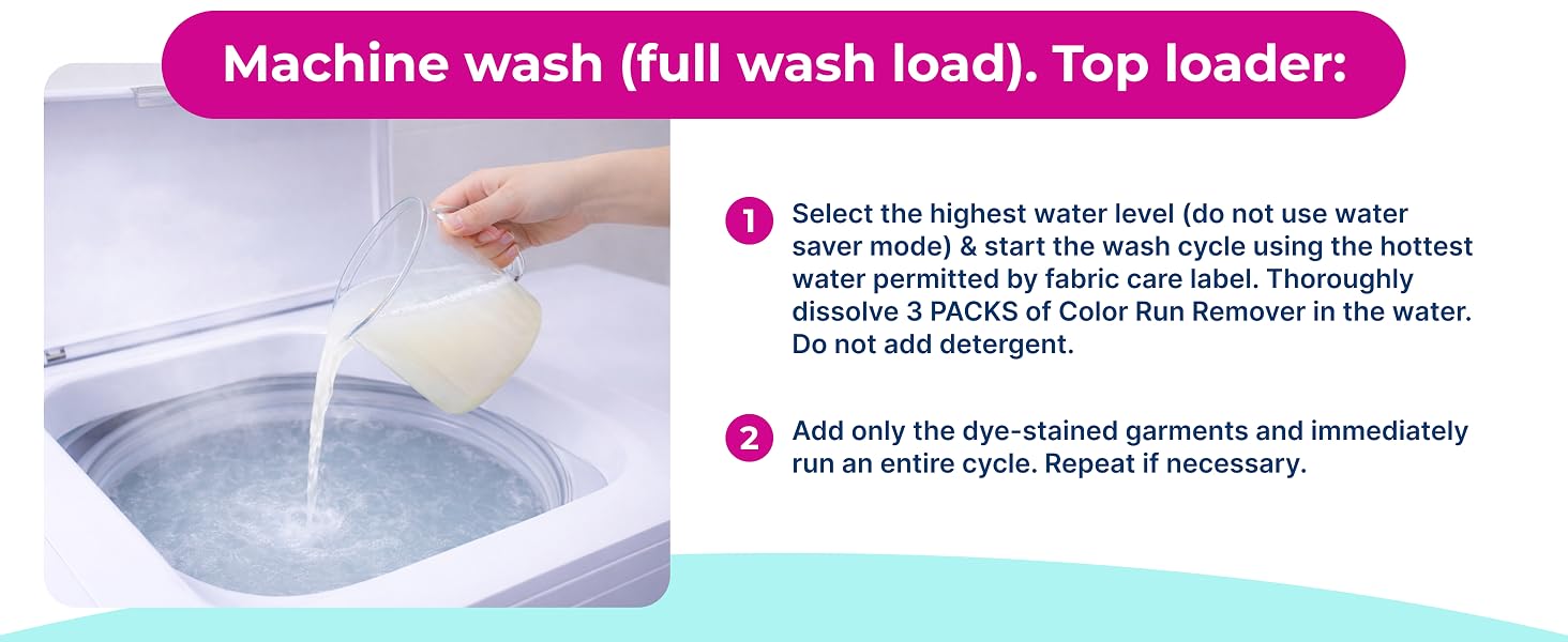 Carbona color run remover machine wash for top load washers to remove dye stains