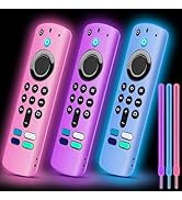 3 Pack Silicone Remote Cover, Anti Slip Protective Case with Color Lanyard Glow in The Dark (Glow...