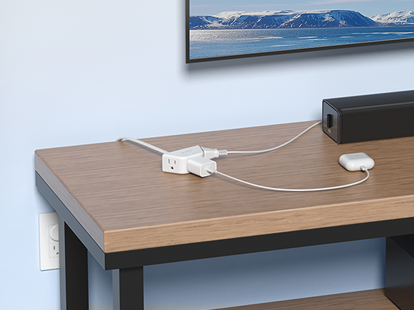 white angled extension cord