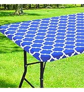 Smiry Rectangle Picnic Table Cover, Waterproof Elastic Fitted Camping Tablecloths for 6 Foot Tabl...