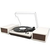 LP&amp;No.1 Wireless Turntable with Stereo Bookshelf Speakers, Retro Record Player with Wireless Play...