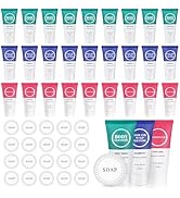 Travel Size Bath and Shower Toiletry Set, with 0.68 oz Shampoo, Conditioner, Body Wash and 0.34 o...