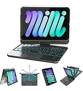 RAYMCRAFT for iPad mini 7 (A17 Pro, 2024) & Mini 6 (2021) Case with Keyboard, 7 Colors Backlit Ke...
