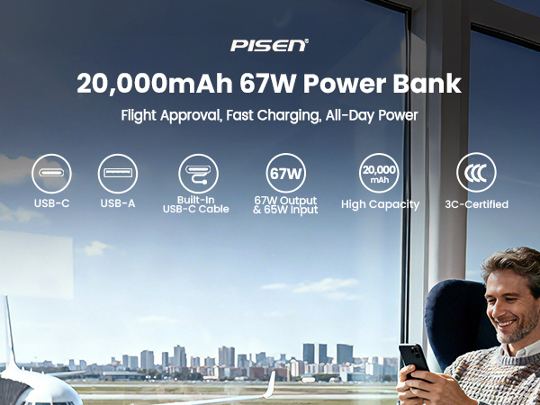 PISEN 67W 20000mAh power bank