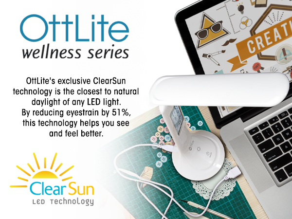 OttLite Wellness Series ClearSun LED Technology Natural Daylight Illumination Reduce Glare Eyestrain