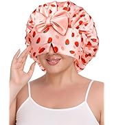 Vettres Double Layer Satin Hair Bonnet with Eye Mask Silk Sleep Cap with Tie Head Wrap for Curly ...