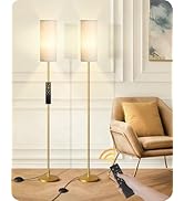 GOEBLESON Set of 2 Dimmable Floor Lamps for Living Room with 2 Remotes and Foot Switch, Modern St...