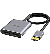 fairikabe DisplayPort to Dual DisplayPort Splitter Adapter 4K60Hz for Dual Monitor Display, MST D...