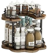 LIAISIMI 2 Tier Lazy Susan Organizer,2-Tier Spinning Spice Rack with Stable Carousel Base &amp; 4 Hei...