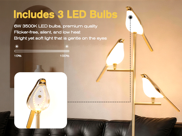 Includes 3 LED Bulbs