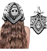 Gullora Gothic Crochet Bandana for Women, Handmade Triangle Knit Head Scarf for Halloween, Witchc...