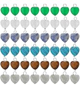 DICOSMETIC 48Pcs 6 Styles Natural Heart Stone Charms Crystal Love Pendants Colorful Gemstone Char...
