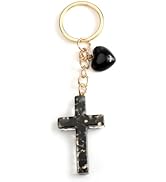 SHTALHST Cross Keychain with Heart Pendant Christian Cross Resin Keychain for Women Christian Gif...