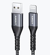 SUNGUY branded black braided charging cable with USB-A to Lightning connectors, featuring reinforced strain relief and durable nylon braiding.