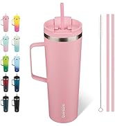 BJPKPK Insulated Tumbler with Handle, 30oz Insulated Tumblers with Lid and Straw, Stainless Steel...