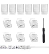 VIPMOON 12 Pack 4-Pin RGB LED Strip Light Connectors 10mm Gapless Solderless Unwired Clips Strip ...