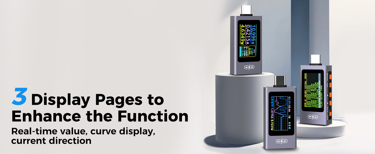 3 Display Pages to Enhance the Function Real-time value,curve display, current direction