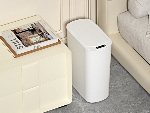 slim trash can with lid