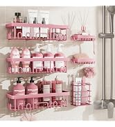 Veken Large Capacity Shower Caddy 6-Pack, No Drilling &amp; Rustproof, Adhesive Shower Shelves with S...